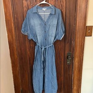 Sonoma Light Blue Chambray Midi Dress